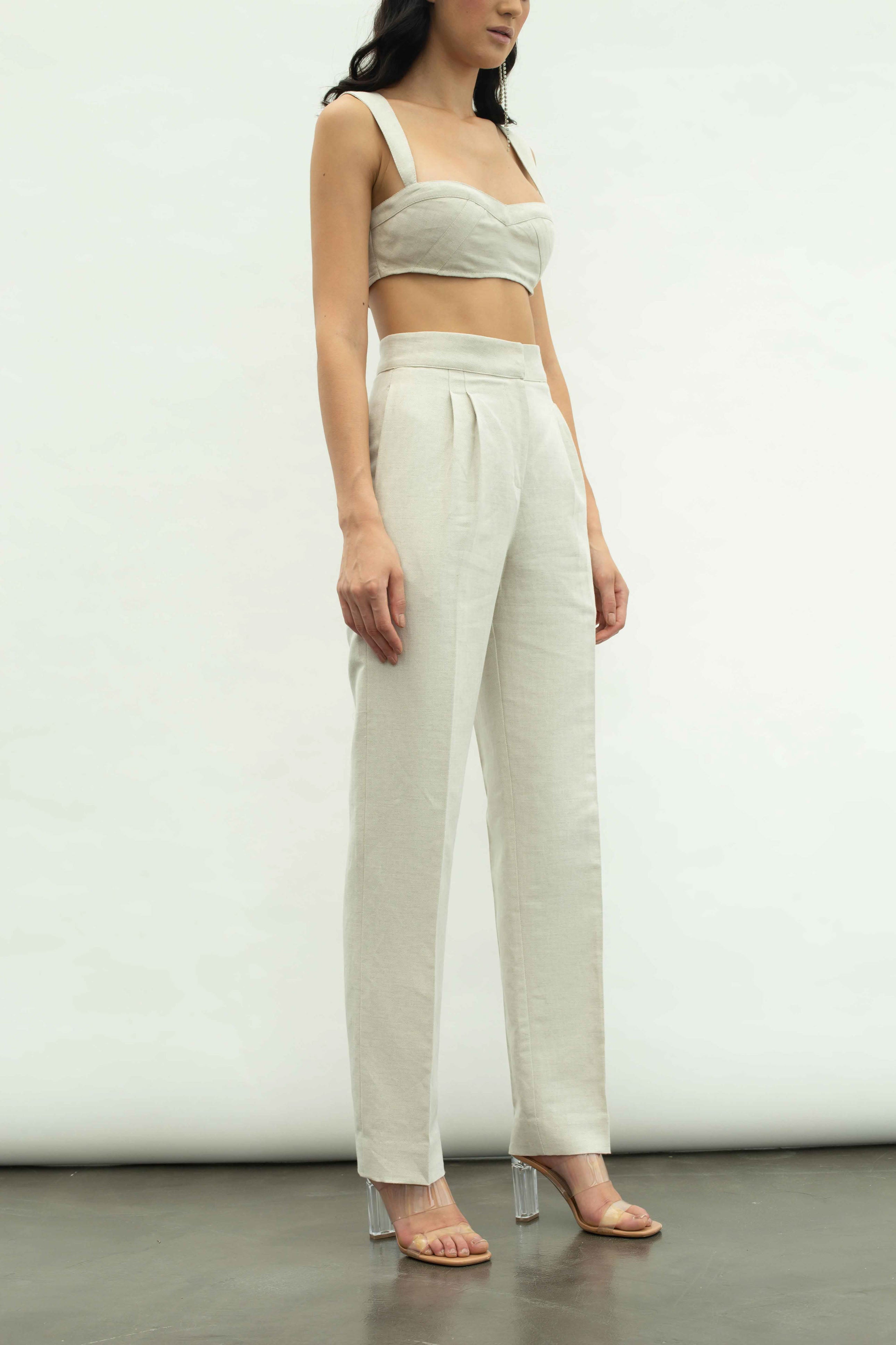 Linen Double Pleated Trousers
