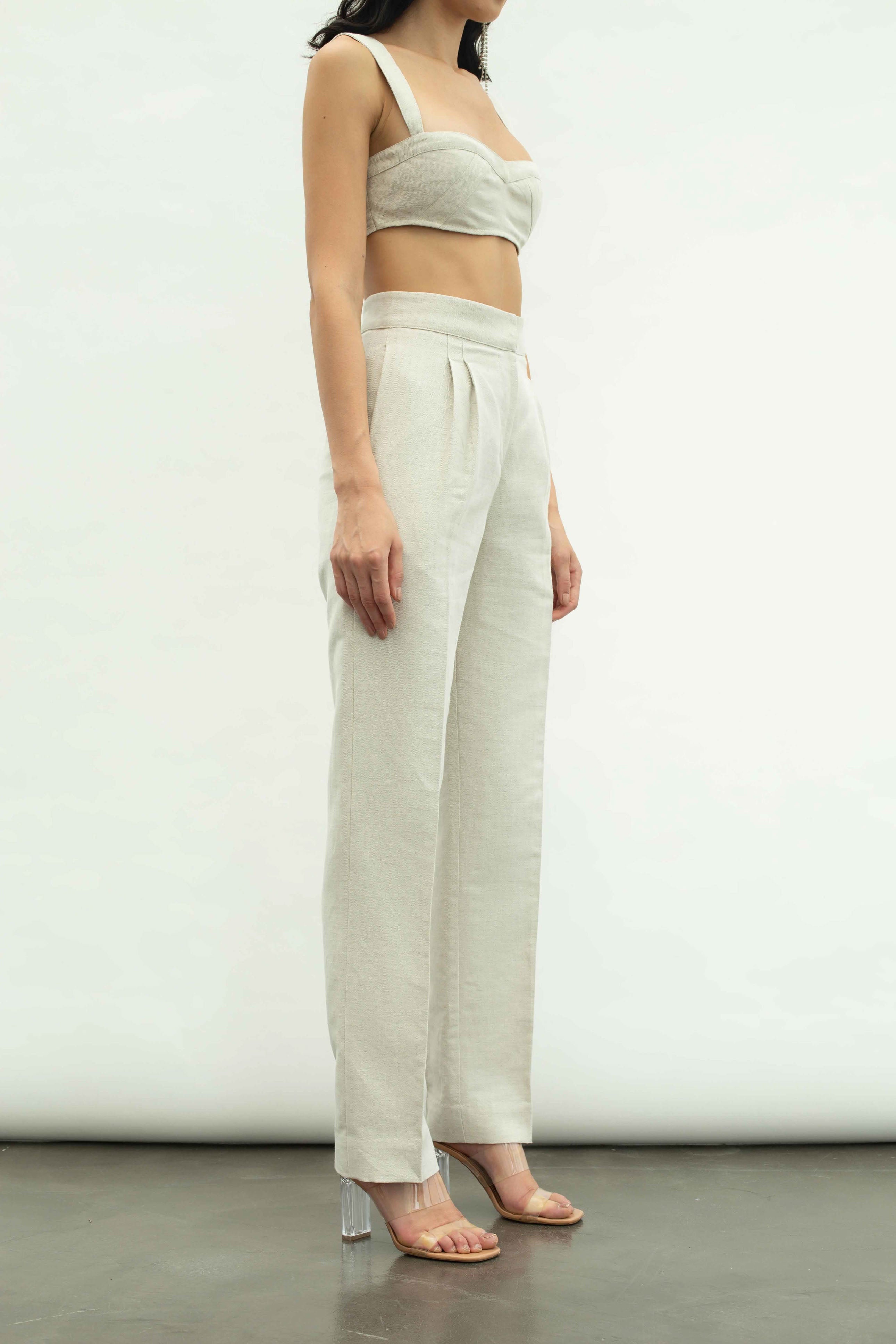 Linen Double Pleated Trousers